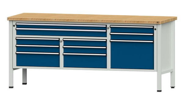 ANKE Werkbänke Kastenwerkbank, Modell 283 V, 2000 x 700 x 890 mm, RAL 7035/5010, BMP 40 mm, 304.549