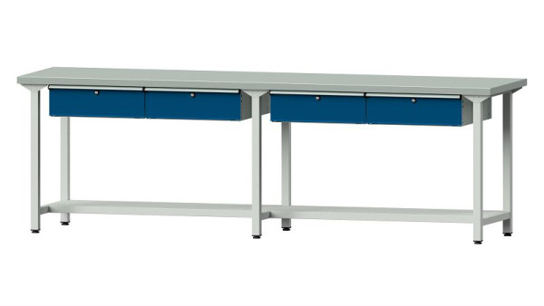 ANKE Werkbänke Arbeitstisch, Modell 95, 2800 x 700 x 890 mm, RAL 7035/5010, ZBP 40 mm, 400.445