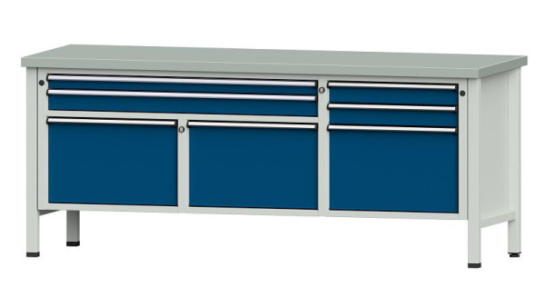ANKE Werkbänke Kastenwerkbank, Modell 281 V, 2000 x 700 x 840 mm, RAL 7035/5010, ZBP 40 mm, 304.528