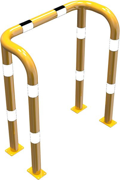Schake Rammschutzbügel Doppelbügel Stahlrohr Ø 76 mm gelb / schwarz, Gesamtbreite: 1000 mm, Höhe Überflur: 1150 mm, für Dübel Befestigung, 477_71PBG