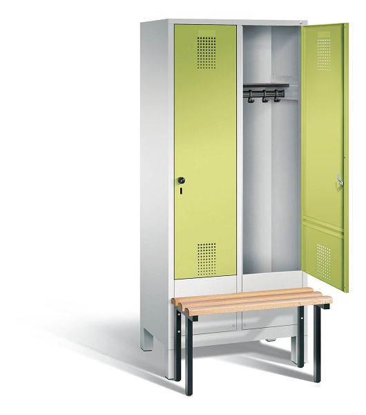 C+P Garderobenschrank Evolo, H1850xB810xT815mm, Farbe: Lichtgrau / Viridingrün, 48030-22 S10106