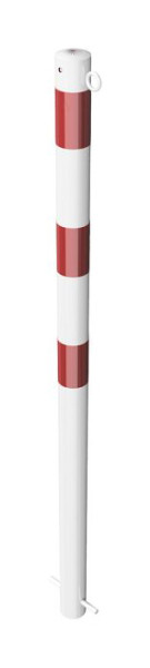 Schake Absperrpfosten Stahlrohr Ø 60 x 2,5 mm ortsfest zum Einbetonieren, feuerverzinkt und weiß beschichtet, 1 Öse, 460B/1