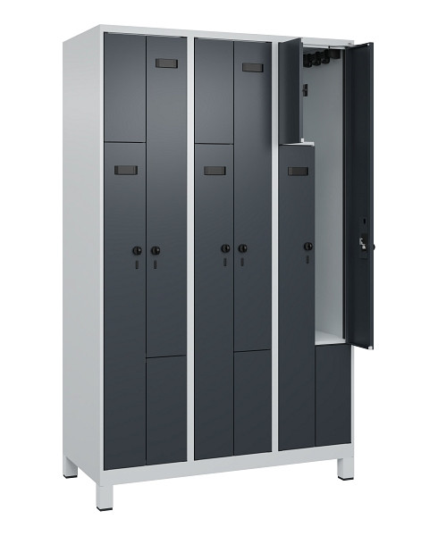 C+P Z-Spind Evolo PLUS, Füße, 6 Fächer, 1950x1200x500mm, 7035/7016, Drehriegel, 049013-326 S10010