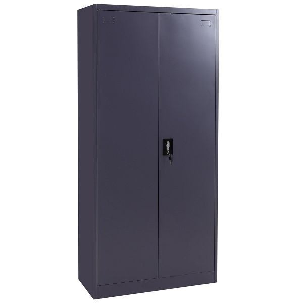 Mendler Aktenschrank HWC-H17, Stahlschrank Büroschrank Schrank, 2 Türen abschließbar Metall, 185x90x40cm dunkelgrau, 97777