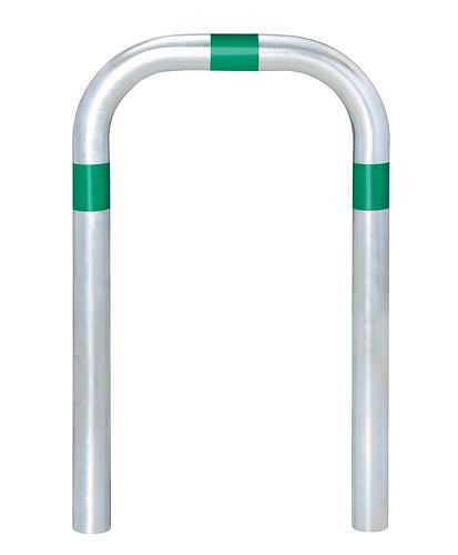 DENIOS Ladesäulen Rammschutz-Bügel, verzinkt, B 500 mm, Ringe blau, zum Einbetonieren, 280394