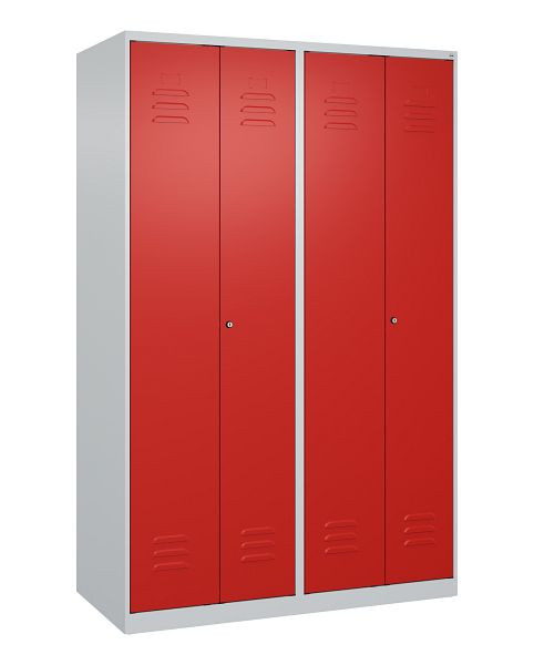 C+P Umkleidespind Classic PLUS, Doppel-Spind, 4 Abteile, 1850x1200x500mm, 7035/3020, Zylinderschlösser, 080002-40P S10014