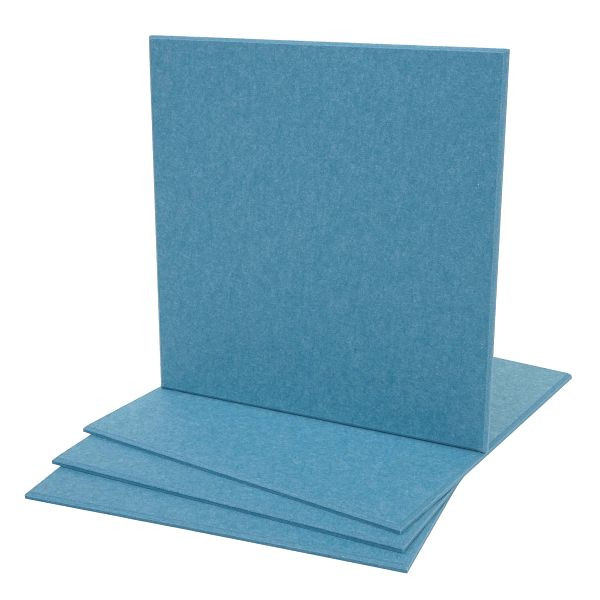 Mendler 4er-Set Akustikwandpaneel HWC-L52, Wandpaneele Akustikplatten, schalldämmend 1qm Fläche 50x50cm, blau, 99575