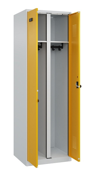 C+P Schwarz-Weiß-Spind Evolo PLUS, 2 Abteile, 1850x600x500mm, 7035/1004, Drehriegel, 049002-20 S10000