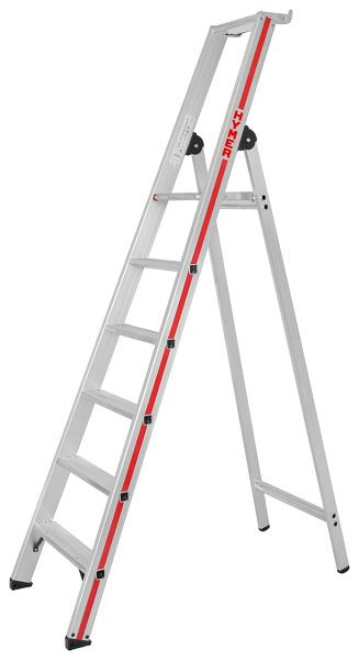 HYMER Stufenstehleiter mit Plattform, einseitig begehbar, 6 Stufen, Länge 2,20 m, Standhöhe: 1,4 m, 802606