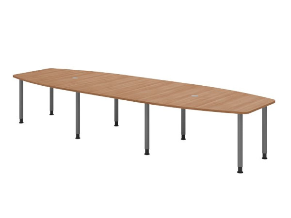 Hammerbacher Konferenztisch KT40C, 400 x 130 cm, Platte: Nussbaum, 25mm dick, Acht-Fuß-Gestell graphit, Rundrohr 6 cm, Arbeitshöhe 72-74 cm, VKT40C/N/G