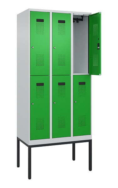 C+P Doppelstock-Spind Evolo PLUS, Gestell, 6 Fächer, 2120x900x500mm, 7035/6037, Zylinderschloss, 0493307-30 S10038