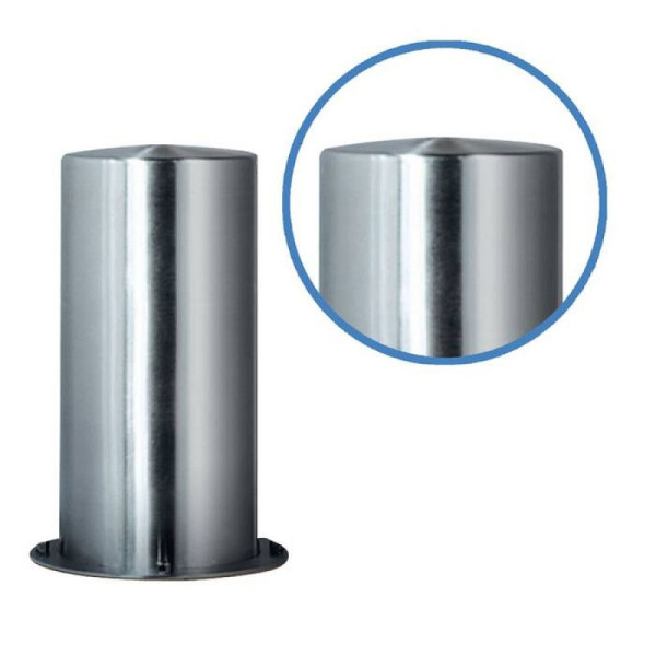 Stein HGS Poller "SESAM Flachkopf" Ø 306mm aus Edelstahl (V2A), herausnehmbar, Dreikantzylinder oben/Bodenhülse, geschliffen, 13143-g