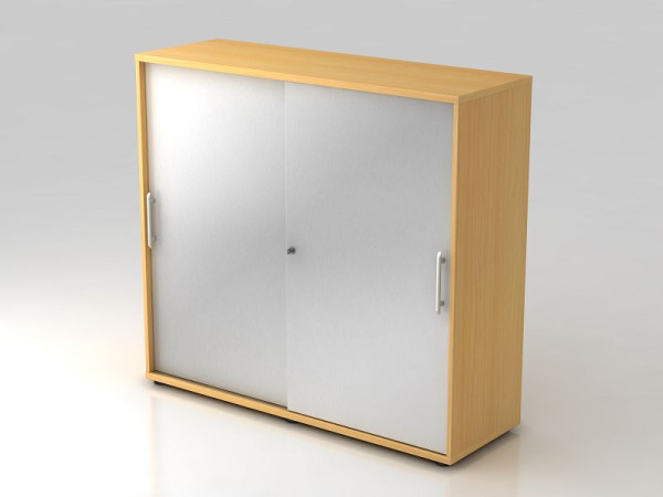 Hammerbacher Schiebetürschrank 3OH 120cm Relinggriff Buche/Silber, 120x40x110 cm (BxTxH), V1753S/6/S/RE