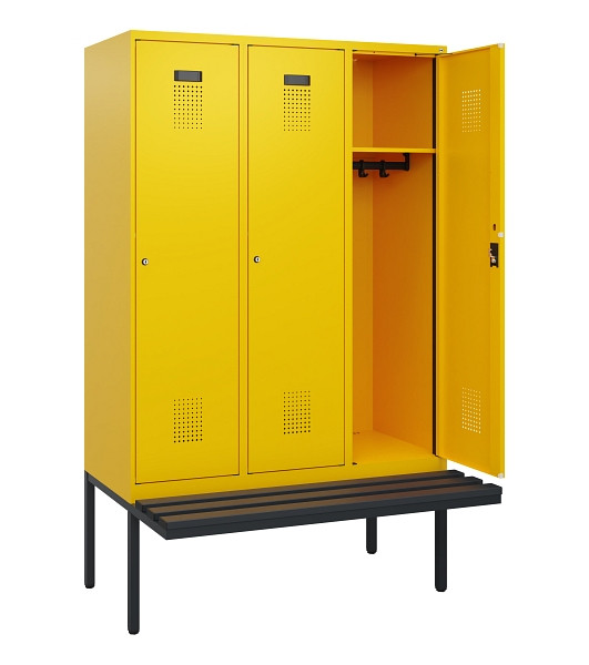 C+P Spind Evolo PLUS, 3 Abteile, 1950x1200x815mm, 1023/1023, Zylinderschloss, Material Sitzfläche Kunststoff, 0490405-32 S10103