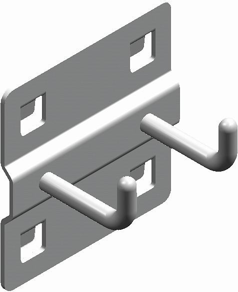 Kunzer Doppelhaken, kurz für Rückwandlochung 10x10mm, WES1701.1