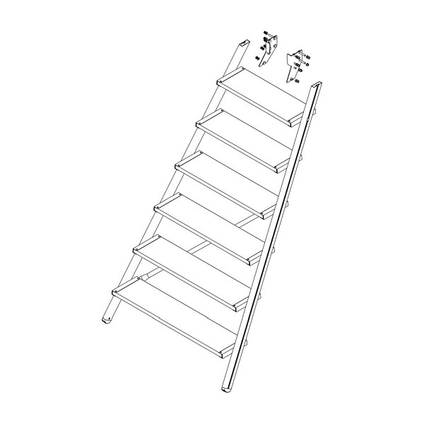 Munk Günzburger Steigtechnik Aufstieg Podesttreppe 7 Stufen inkl. Montagesatz, Korundbeschichtung, 800057