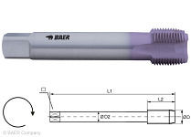 BAER HSSE-TiAlN Gewindebohrer Form B - G 1/4 x 19 - DIN 5156 Edelstahl, 130405002