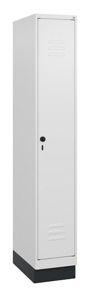 C+P Umkleidespind Classic PLUS mit Mitteltrennwand, Sockel, 1800x300x500mm, 9016/9016, Drehriegel, 0800207-10F S10014