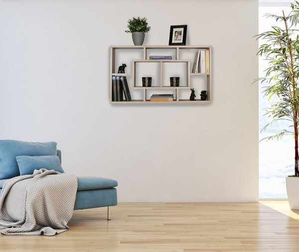 Wohnling Wandregal ALEX Sonoma 85 x 47,5 x 16 cm MDF-Holz, modern, freischwebend, offen zum Hängen, WL5.168