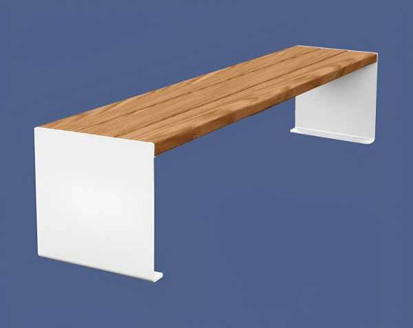 Procity Sitzbank Kube, 1800 mm, Stahl & Holz Ohne Rückenlehne, helle Eiche/RAL 9010, 306392.9010.CHEC