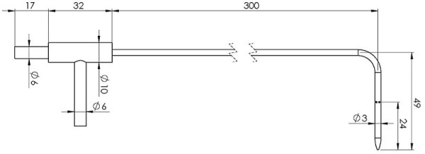Greisinger Prandtl-Staurohr aus Edelstahl zur Messung der Luftgeschwindigkeit / Volumenstrom Durchmesser 3 mm, Länge 300 mm, max. 600 °C, 604150