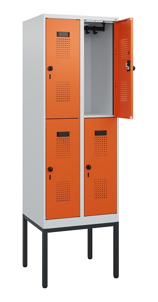 C+P Doppelstock-Spind Evolo PLUS, Gestell, 4 Fächer, 1950x600x500mm, 7035/2004, Drehriegel, 0493305-20 S10002