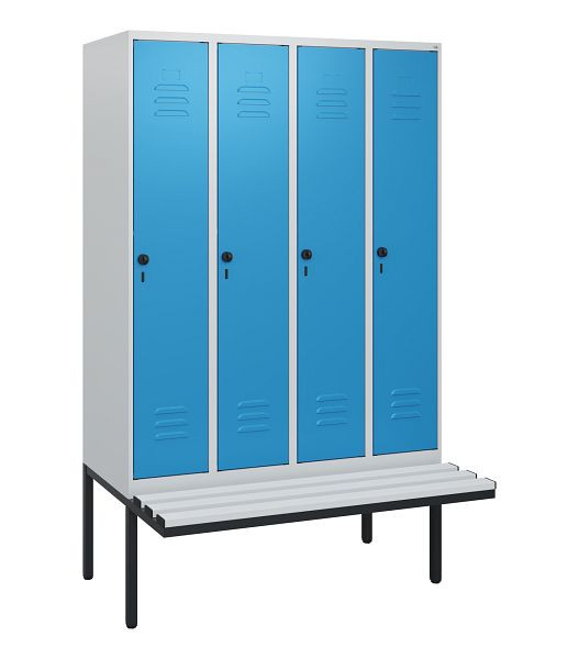 C+P Umkleidespind Classic PLUS, 4 Abteile, 1950x1200x815mm, 7035/5012, Drehriegel, 0800405-40 S10034