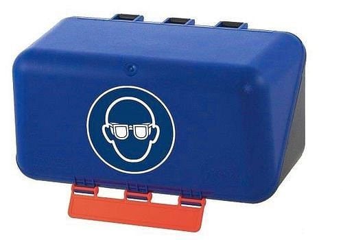 DENIOS Minibox zur Aufbewahrung von Augenschutz, blau, 116-475