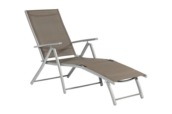 Merxx Deckchair, Rückenlehne 4-fach verstellbar, zusammenklappbar, silber/taupe, Aluminium-/Stahlgestell mit Textilbespannung, 26353-325