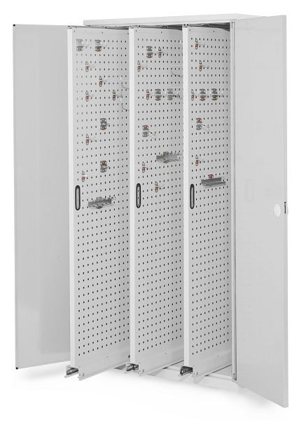 Kappes RasterPlan Vertikalschrank Modell 85, 1950 x 1000 x 600 mm, RAL 7035, Doppelwandtür, 3 Auszüge Lochplatten, 1467.01.2013