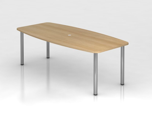 Hammerbacher Konferenztisch 220cm/4 Chromfüße Eiche, tonnenförmig, VKT22C/E/C