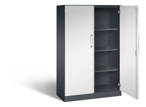 C+P Flügeltürenschrank Asisto, H1635xB1000xT435mm, Farbe: Schwarzgrau / Lichtgrau, Bügelgriff, 4 OH, 141012-000 S10110