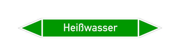 Schilder Klar Rohrleitungskennzeichen Heißwasser, 33000x90 mm Folie selbstklebend, 101429/95