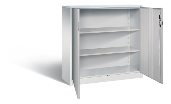 C+P Büroschrank Acurado, H1200xB1200xT400mm, Farbe: Lichtgrau / Weißaluminium, Muldengriff, 3 OH, 9467-1200 S10193