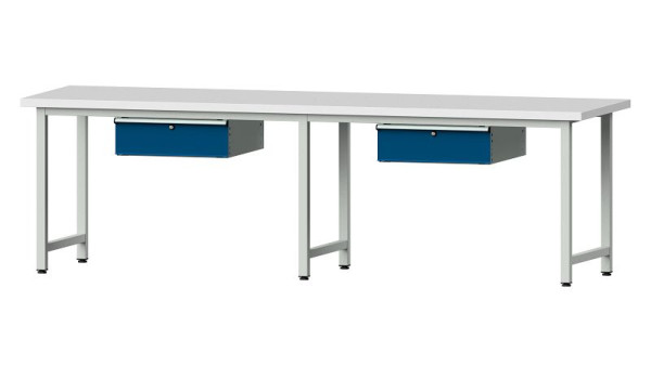 ANKE Werkbänke Arbeitstisch, Modell 193, 2800 x 800 x 840 mm, RAL 7035/5010, KSP 40 mm, 401.468