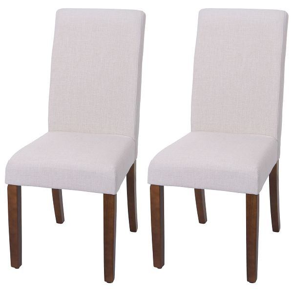 Mendler 2er-Set Esszimmerstuhl HWC-O65f, Küchenstuhl Polsterstuhl, Chesterfield Stoff/Textil (280g/m²), weiß, 122302