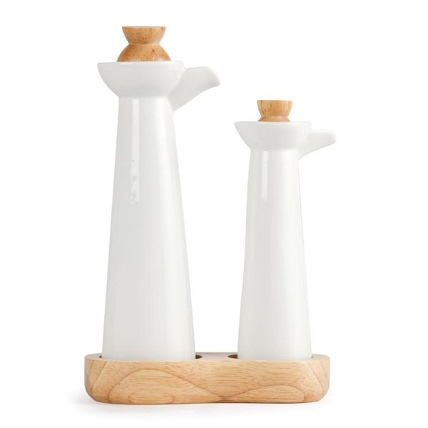 Olympia Whiteware Öl- und Essigset, Ölflasche 30 cl, Essigflasche 16,5 cl, Porzellan, CB705
