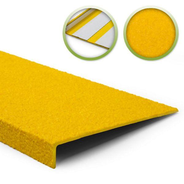 Moravia Antirutschkantenprofil GFK, medium, gelb, Breite 600 mm, selbstklebend, 327623