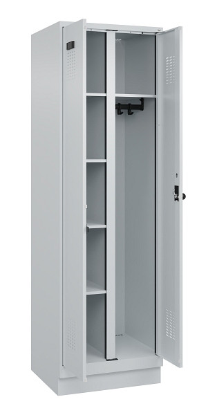 C+P Wäsche-/Garderobenspind Evolo PLUS, mit Sockel, 2 Abteile, 1950x600x500mm, 7035, RAL 7035 Lichtgrau, Drehriegel, 049620-20 S10013