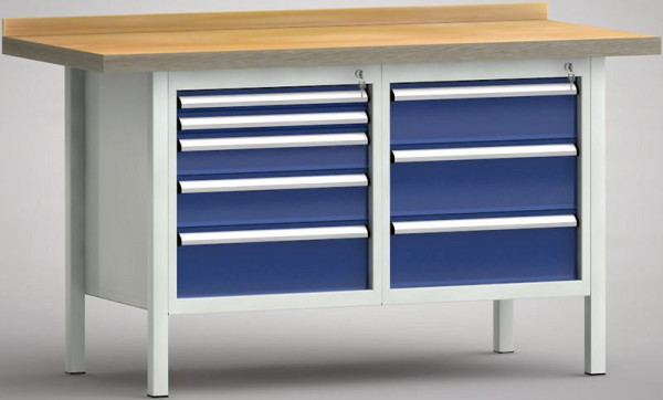 KLW Profi-Werkbank - 1500 x 700 x 905 mm L x T x H (ERGO-Version), L: 2x50EA/100EA/125EA/175EA, R: 150EA/2x175EA, WP177E-1500M45-E1662
