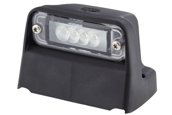 HELLA Kennzeichenleuchte, LED, 24V, geschraubt/Anbau, Lichtscheibenfarbe: glasklar, Stecker: Flachstecker, außen/seitlicher Anbau, 2KA 010 278-021