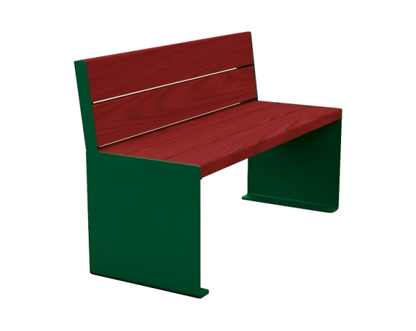 Procity Sitzbank Kube, 1200 mm, Mit Rückenlehne Stahl & Holz Ohne Armlehnen, Mahagoni/RAL 6005, 306380.6005.ACAJ