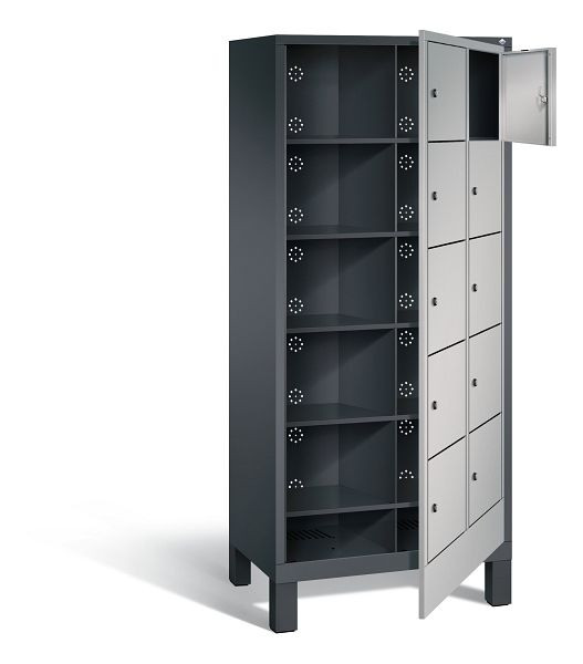 C+P Wäsche-Sammelschrank Evolo, H1850xB810xT500mm, Farbe: Schwarzgrau / Weißaluminium, 48060-205 S10151