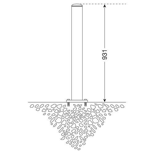 DENIOS Edelstahlpoller feststehend, zum Aufdübeln, ∅: 76 mm, Höhe 925 mm, 310891