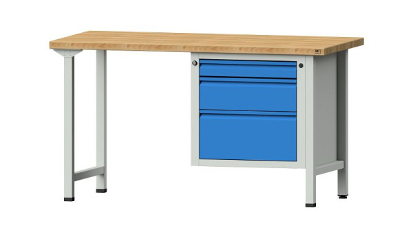 ANKE Werkbänke Kombiwerkbank, Modell 710 E, 1500 x 700 x 840 mm, RAL 7035/5012, BMP 40 mm, 510.524