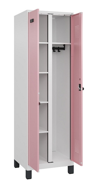 C+P Wäsche-/Garderobenspind Evolo PLUS, mit Füßen, 2 Abteile, 1950x600x500mm, 9, Frontfarbe RAL 3015 Hellrosa, Drehriegel, 049610-20 S10018