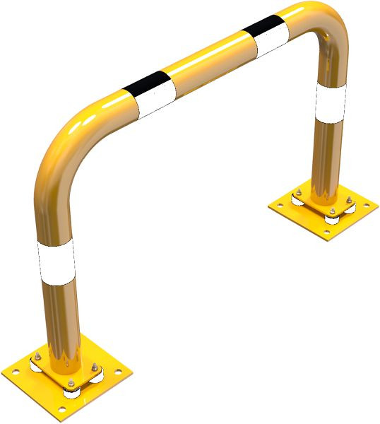 Schake Rammschutzbügel elastisch, neigbar Stahlrohr Ø 76 mm gelb / schwarz, Gesamtbreite: 1000 mm, Höhe Überflur: 650 mm, 477_06NPBG