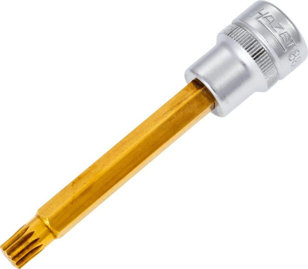 Hazet Schraubendreher-Steckschlüsseleinsatz, Vierkant hohl 10 mm, Innen Vielzahn Profil XZN, M8, Lange Ausführung Mit Rändelung, 8808LG-8