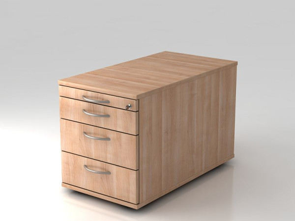 Hammerbacher Rollcontainer 80cm, 3 Schub, Schloss Bogengriff Nussbaum, 42,8x51,2x80 cm, 1/2/3/3 HE, VTC30/N/N/BM