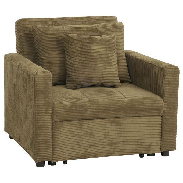 Mendler Schlafsessel HWC-L90, Klappsessel Gästebett Relaxsessel, Liegefläche 200x100cm Stoff/Textil Cord, grün, 158906